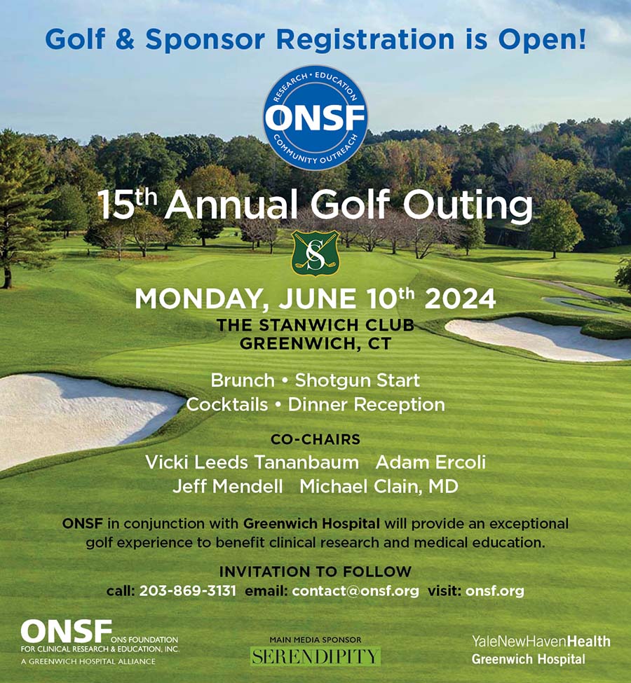 Save The Date! The 15th Annual ONSF Golf Outing is set for June 10, 2024 at the Stanwich Club